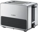 Bosch Kompakt Toaster TAT7S25, integrierter Edelstahl-Br&ouml;tchenaufsatz, mit