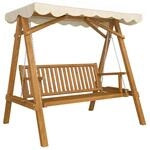 Outsunny Hollywoodschaukel Gartenschaukel 2-Sitzer Outdoor L&auml;rche Holz