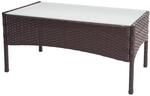 Mendler Poly-Rattan Gartentisch Halden, Beistelltisch Tisch mit Glasplatte -