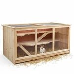 Mucola Kleintierk&auml;fig 117x63x58 cm Kleintiergehege 3 st&ouml;ckig Holz...