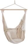 Unbekannt Hochwertiger Decken H&auml;nge Sessel Matte beige Holz Textil Baumwolle