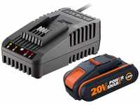 WORX WA3601 PowerShare Akku mit Ladegerät Set - 20V 2000mAh Li-Ion Akkubatterie &