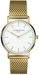 LIEBESKIND Damen Analog Quarz Uhr mit Edelstahl, IP gold-wei&szlig;