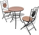 vidaXL Mosaik-Bistrotisch 60 cm mit 2 St&uuml;hlen terrakotta (41528+41529)