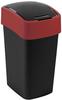 Curver Mehrzweck-Abfallbehälter Flip 25L in schwarz/rot, Plastik, 34 x 26 x 47 cm