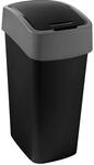 Curver 229411 Flip Bin Abfalleimer, Kunststoff, Schwarz/Silber, 29,4 x 37,6 x 65,3