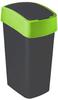 Curver Abfalleimer Flip Bin 50l in schwarz/grün, Plastik, 35 x 25 x 10 cm
