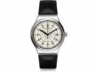 Swatch Herren Digital Quarz Uhr mit Leder Armband YIS402