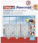 tesa Powerstrips Haken Small CLASSIC - Chrom - 1 kg Halteleistung | 3 selbstklebende