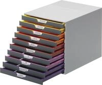 Durable Schubladenbox A4 (Varicolor) 10 F&auml;cher f&uuml;r Dokumentenablage, mit Etiketten