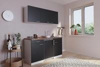 respekta K&uuml;chenzeile Luis KB150WS Schwarz 150 cm Breite mit Elektroger&auml;ten