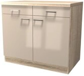 Smart M&ouml;bel K&uuml;chen Unterschrank - 100 cm breit - Kaschmir Hochglanz - Neapel