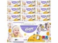bella baby Happy Feuchttücher Milch & Honig, 10er Pack (10 x 64 Stück),