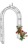 Relaxdays Rosenbogen mit Spitze, HxBxT:242x138x35,5cm, Metall, schwarz | Rankhilfe