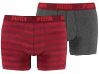 Puma Herren Striped Boxer 2er Pack, Mehrfarbig (Rot), S, 651001001