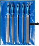 PFERD TOOLS Werkstattfeilen-Set in PVC-Rolltasche, 5 Feilen, Kreuzhieb H2, 300mm,
