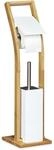 Relaxdays Stand WC Garnitur Holz HBT 75 x 19 x 19 cm Toilettenb&uuml;rstenhalter aus
