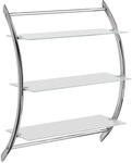 WENKO Wandregal Vermont Chrom mit 3 Glasablagen - Badregal, Stahl, 57 x 71 x 22 cm,