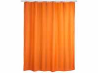 WENKO Anti-Schimmel Duschvorhang Orange, Textil-Vorhang mit Antischimmel Effekt fürs