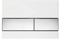 TECE 9.240.802 Square Bet&auml;tigungsplatte f&uuml;r WC (Glas wei&szlig;, Tasten Chrom gl&auml;nzend,