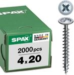 SPAX R&uuml;ckwandschrauben mit Linsenkopf 4x20 Vollgewinde Pozidriv 2, Wirox-Silber -