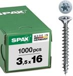 SPAX Universalschraube, 3,5 x 16 mm, 1000 St&uuml;ck, T-STAR plus, Senkkopf, Vollgewinde,