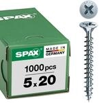 SPAX Universalschraube, 5,0 x 20 mm, 1000 St&uuml;ck, Kreuzschlitz Z2, Senkkopf,