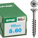 SPAX Fassadenschraube aus Edelstahl rostfrei A2, 5,0 x 60 mm, 100 St&uuml;ck, T-STAR
