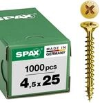 SPAX Universalschraube, 4,5 x 25 mm, 1000 St&uuml;ck, Kreuzschlitz Z2, Senkkopf,