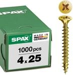 SPAX Universalschraube, 4,0 x 25 mm, 1000 St&uuml;ck, Kreuzschlitz Z2, Senkkopf,