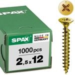 SPAX Universalschraube, 2,5 x 12 mm, 1000 St&uuml;ck, Kreuzschlitz Z1, Senkkopf,