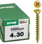 SPAX Universalschraube, 4,0 x 30 mm, 1000 St&uuml;ck, Kreuzschlitz Z2, Senkkopf,