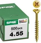 SPAX Universalschraube, 4,0 x 55 mm, 500 St&uuml;ck, Kreuzschlitz Z2, Senkkopf,