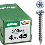 SPAX Universalschraube, 4,5 x 45 mm, 200 St&uuml;ck, T-STAR plus, Halbrundkopf,