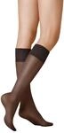 KUNERT Damen Kniestr&uuml;mpfe Satin Look 20 transparenter Glanz 20 DEN Black 0500 35-38