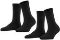 ESPRIT Damen Socken Uni 2-Pack W SO Baumwolle einfarbig 2 Paar, Schwarz (Black 3000),