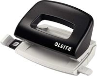 Leitz Mini B&uuml;ro Locher aus Metall, kleiner Locher f&uuml;r 10 Blatt, Anschlagschiene mit