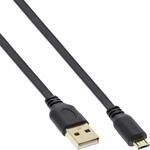 InLine 31730F Micro-USB 2.0 Flachkabel, USB-A Stecker an Micro-B Stecker, 3m