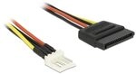 Delock Kabel Power SATA 15 Pin Stecker > Floppy 4 Pin Stecker 15 cm, Schwarz,...