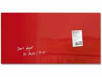 SIGEL GL147 Premium Glas-Whiteboard 91x46 cm rot hochglänzend, TÜV geprüft,
