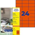 AVERY Zweckform 3448 Rote Etiketten (2.400 Aufkleber, 70x37mm auf A4, permanent