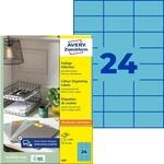 AVERY Zweckform 3449 Blaue Etiketten (2.400 Aufkleber, 70x37mm auf A4, permanent