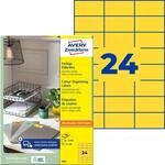 AVERY Zweckform 3451 Gelbe Etiketten (2.400 Aufkleber, 70x37mm auf A4, permanent