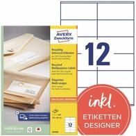 AVERY Zweckform LR3424 Etiketten (1.200 Adressaufkleber, 105x48mm auf A4, 100%