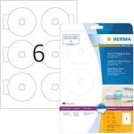 HERMA 8619 Mini CD Etiketten inkl. Zentrierhilfe blickdicht, 10 Blatt, &Oslash; 78 mm, 6