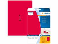 HERMA 5048 Farbige Etiketten neon rot, 20 Blatt, 210 x 297 mm, 1 pro A4 Bogen, 20