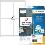 HERMA 10019 Universal Etiketten blickdicht abl&ouml;sbar, 25 Blatt, 99,1 x 139 mm, 4 pro