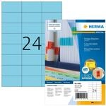 HERMA 4408 Farbige Etiketten blau, 100 Blatt, 70 x 37 mm, 24 pro A4 Bogen, 2400