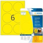 HERMA 8035 Wetterfeste Folienetiketten rund, 25 Blatt, &Oslash; 85 mm, 6 pro A4 Bogen, 150