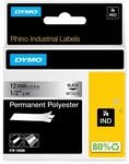 DYMO Rhino Industrie Permanente Polyesteretiketten | 12 mm x 5,5 m | Schwarz auf